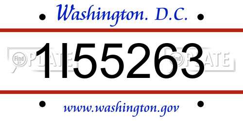 1I55263 District Of Columbia License Plate
