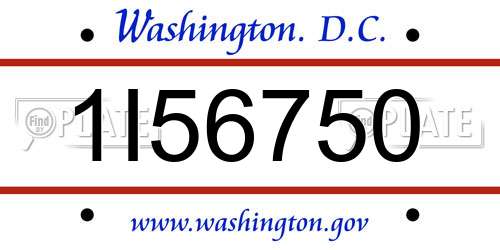 1I56750 District Of Columbia License Plate