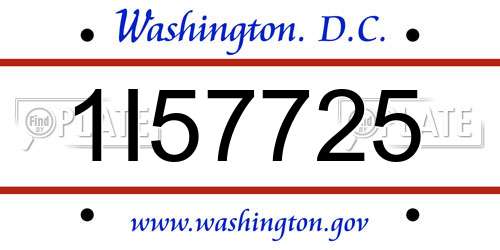 1I57725 District Of Columbia License Plate