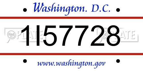 1I57728 District Of Columbia License Plate