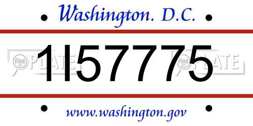 1I57775 District Of Columbia License Plate