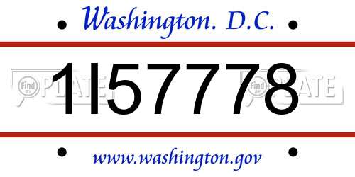 1I57778 District Of Columbia License Plate