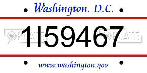 1I59467 District Of Columbia License Plate