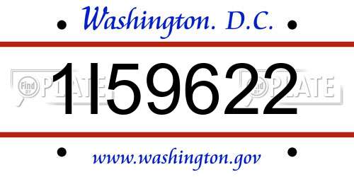 1I59622 District Of Columbia License Plate