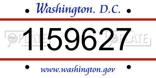 1I59627 District Of Columbia License Plate