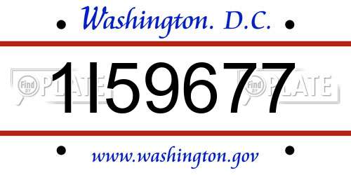 1I59677 District Of Columbia License Plate