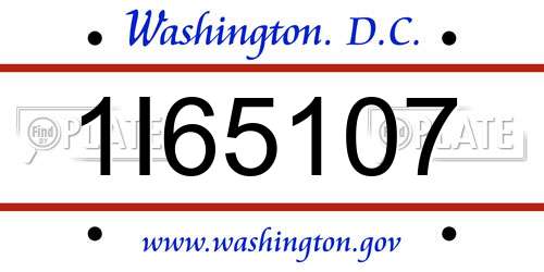 1I65107 District Of Columbia License Plate