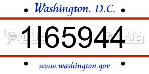 1I65944 District Of Columbia License Plate