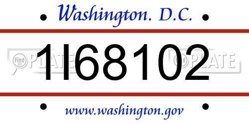 1I68102 District Of Columbia License Plate