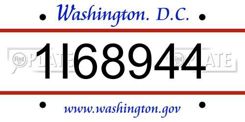 1I68944 District Of Columbia License Plate