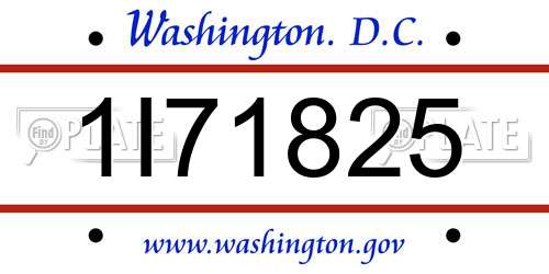 1I71825 District Of Columbia License Plate