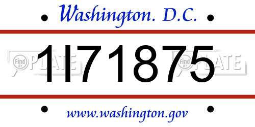 1I71875 District Of Columbia License Plate