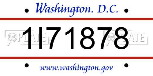 1I71878 District Of Columbia License Plate