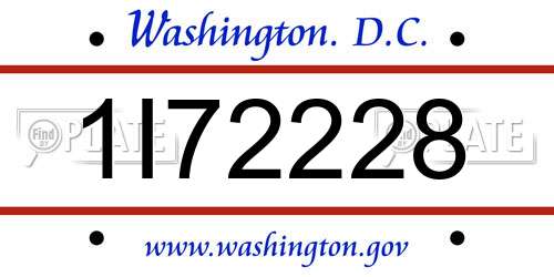 1I72228 District Of Columbia License Plate