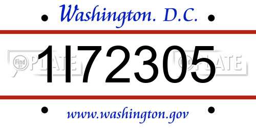 1I72305 District Of Columbia License Plate
