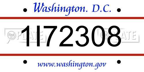 1I72308 District Of Columbia License Plate