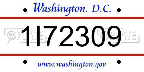 1I72309 District Of Columbia License Plate
