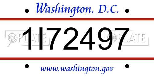 1I72497 District Of Columbia License Plate