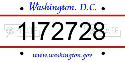 1I72728 District Of Columbia License Plate
