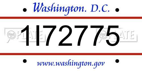 1I72775 District Of Columbia License Plate