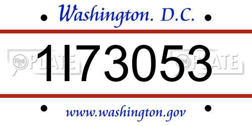 1I73053 District Of Columbia License Plate