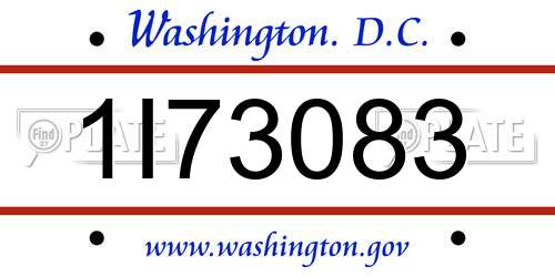 1I73083 District Of Columbia License Plate