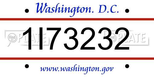 1I73232 District Of Columbia License Plate