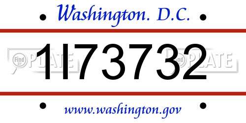 1I73732 District Of Columbia License Plate