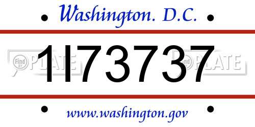 1I73737 District Of Columbia License Plate