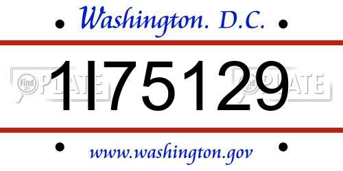 1I75129 District Of Columbia License Plate
