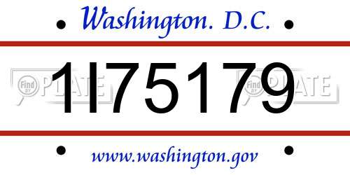 1I75179 District Of Columbia License Plate