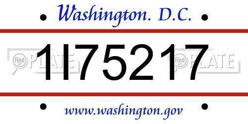 1I75217 District Of Columbia License Plate