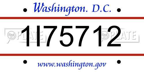 1I75712 District Of Columbia License Plate