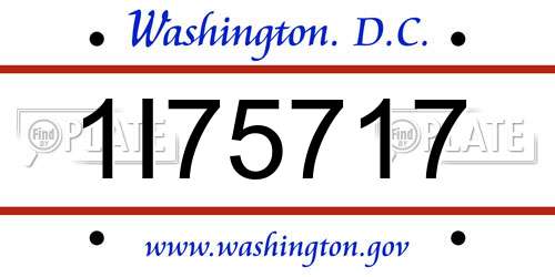 1I75717 District Of Columbia License Plate