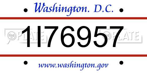 1I76957 District Of Columbia License Plate