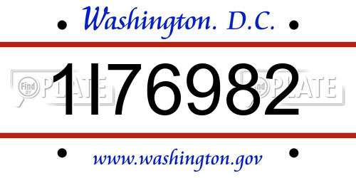 1I76982 District Of Columbia License Plate
