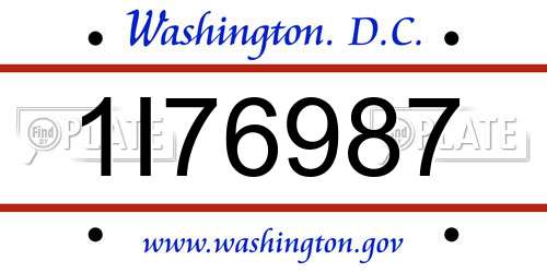 1I76987 District Of Columbia License Plate