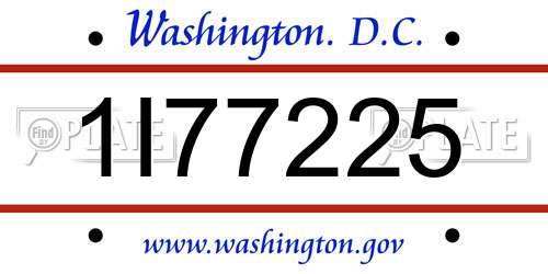 1I77225 District Of Columbia License Plate