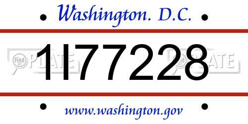 1I77228 District Of Columbia License Plate