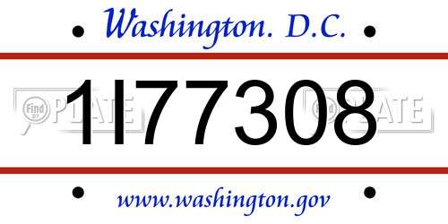 1I77308 District Of Columbia License Plate