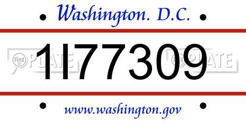 1I77309 District Of Columbia License Plate