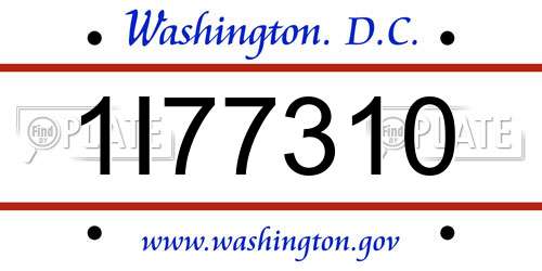 1I77310 District Of Columbia License Plate