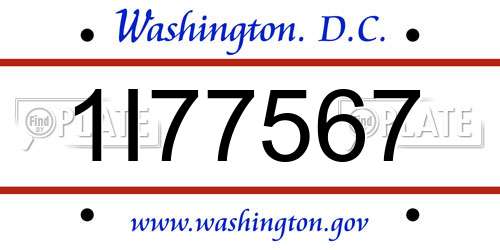 1I77567 District Of Columbia License Plate
