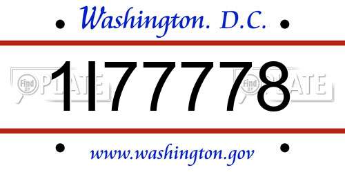 1I77778 District Of Columbia License Plate