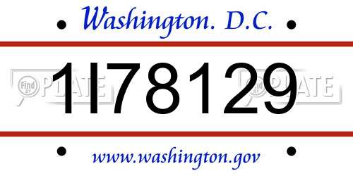 1I78129 District Of Columbia License Plate