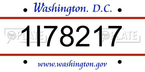 1I78217 District Of Columbia License Plate