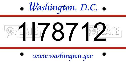 1I78712 District Of Columbia License Plate
