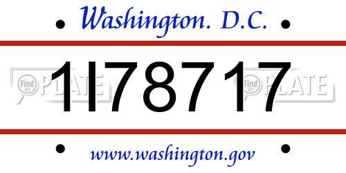 1I78717 District Of Columbia License Plate