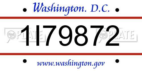 1I79872 District Of Columbia License Plate