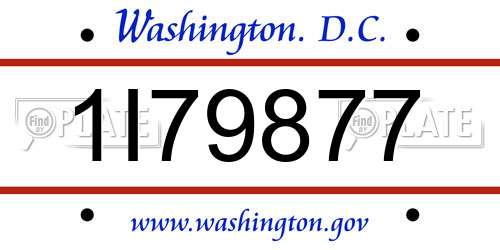 1I79877 District Of Columbia License Plate